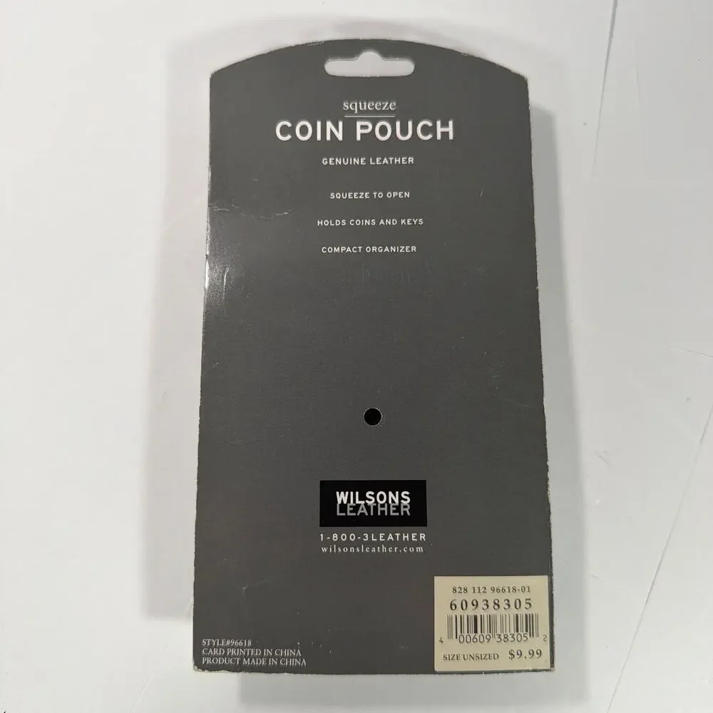 Wilsons Leather Style 96618 Black Leather Squeeze Coin Pouch NOS